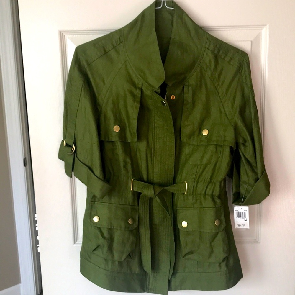 LAL-Olive green Cargo  linen jacket